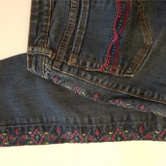 Lucky Brand Zoe Skinny Stretch Jeans Boho Embroidered Mid Rise Girl's Size 14 - Picture 10 of 11